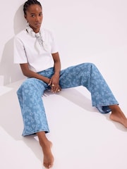 Mint Velvet Blue Mid Floral Print Wide Jeans - Image 6 of 8