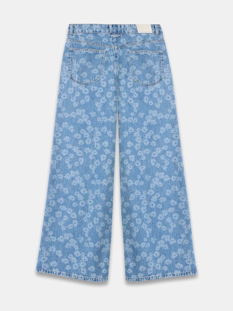 Mint Velvet Blue Mid Floral Print Wide Jeans - Image 8 of 8