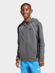 adidas Grey Colourblock Full Zip Hoodie - Image 1 of 6