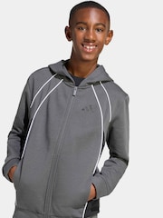 adidas Grey Colourblock Full Zip Hoodie - Image 4 of 6