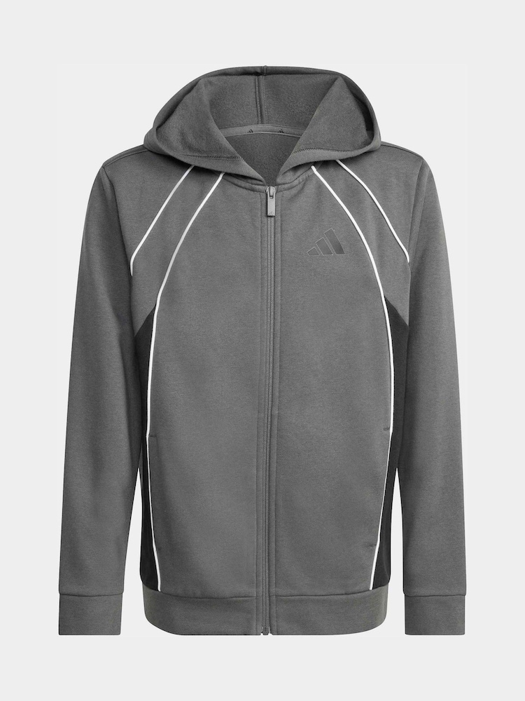 adidas Grey Colourblock Full Zip Hoodie - Image 6 of 6