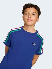 adidas Originals Blue 3 Stripes T-Shirt - Image 5 of 6