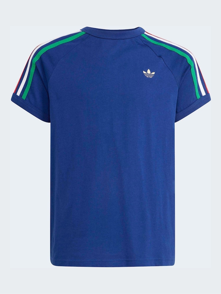 adidas Originals Blue 3 Stripes T-Shirt - Image 6 of 6