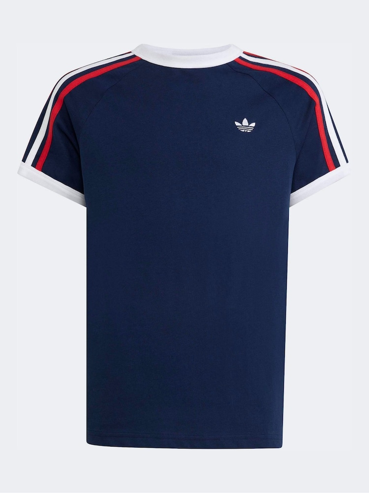 adidas Originals Navy 3 Stripes T-Shirt - Image 6 of 6