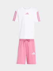 adidas סט בייסיק של מכנסיים קצרים וחולצת טי לילדים קטנים - תמונה 6 מתוך 8