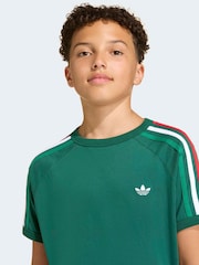 adidas Originals Green 3 Stripes T-Shirt - Image 4 of 6