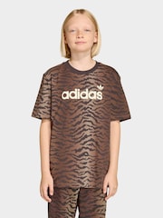 adidas Originals Brown Oversized Animal T-Shirt - Image 1 of 6