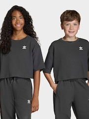 adidas Originals Black Cropped Waffle T-Shirt - Image 1 of 6