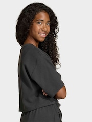 adidas Originals Black Cropped Waffle T-Shirt - Image 4 of 6