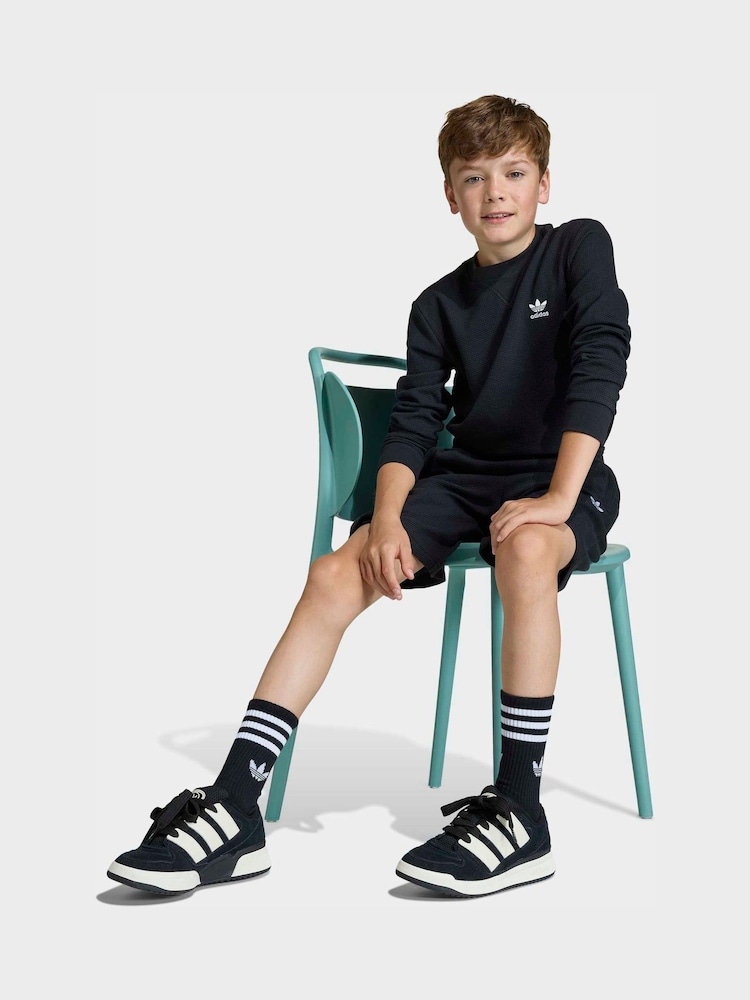 adidas Originals Black Waffle Shorts - Image 2 of 6