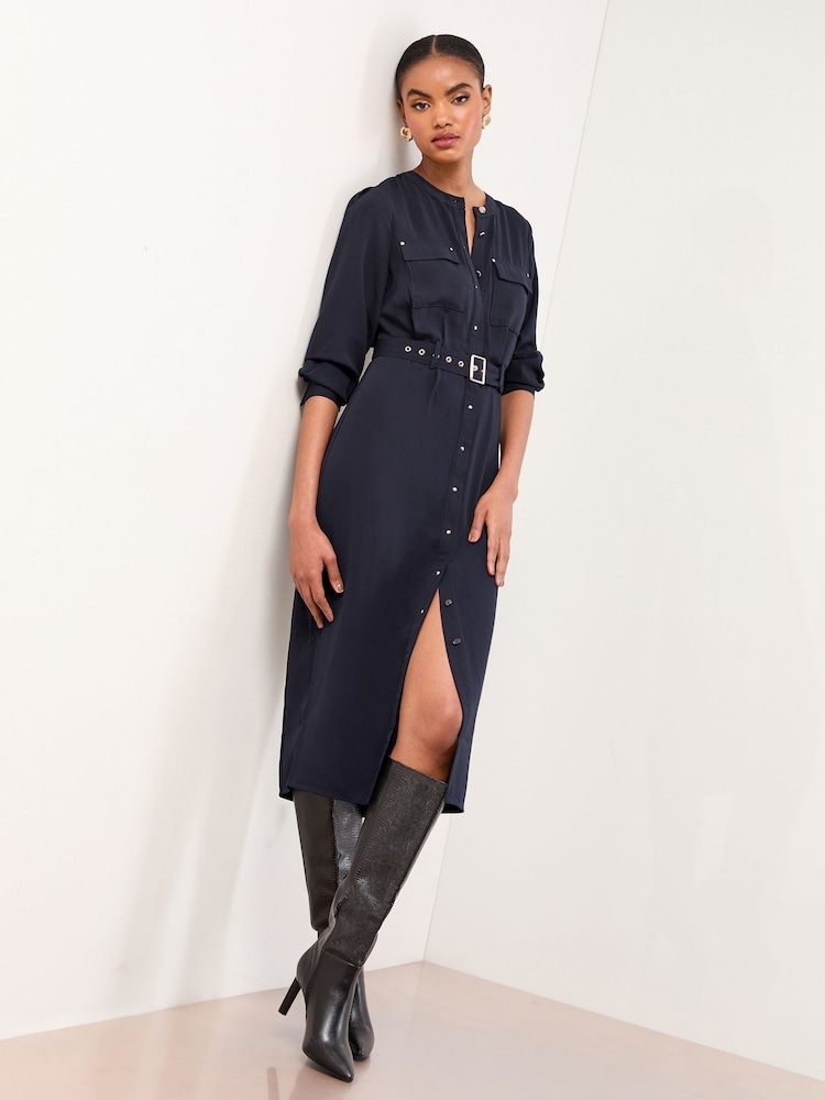 Lipsy Collarless Long Sleeve Shirt Dress - Imagem 1 de 5
