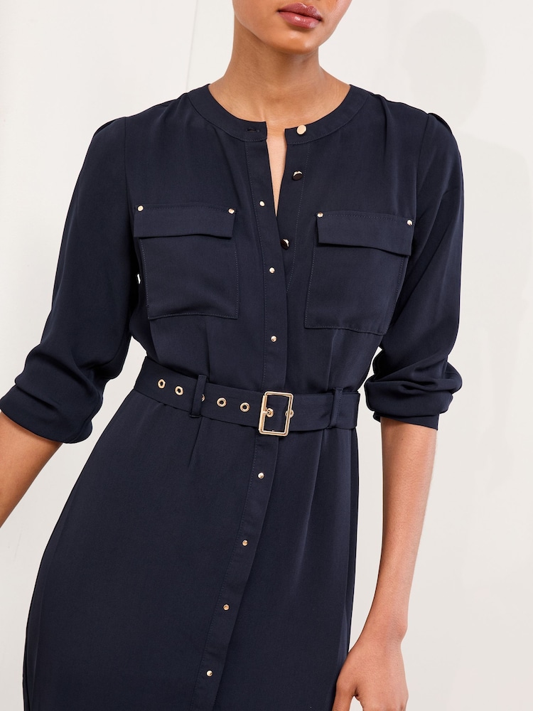 Lipsy Collarless Long Sleeve Shirt Dress - Imagem 2 de 5