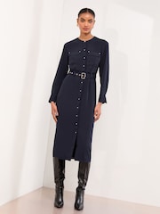 Lipsy Collarless Long Sleeve Shirt Dress - Imagem 3 de 5