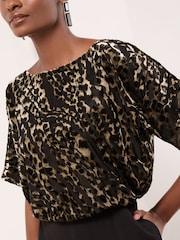 Lipsy Black Leopard Print Sleeveless Cowl Neck Jumpsuit - Image 1 of 4