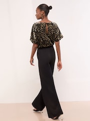 Lipsy Black Leopard Print Sleeveless Cowl Neck Jumpsuit - Image 4 of 4