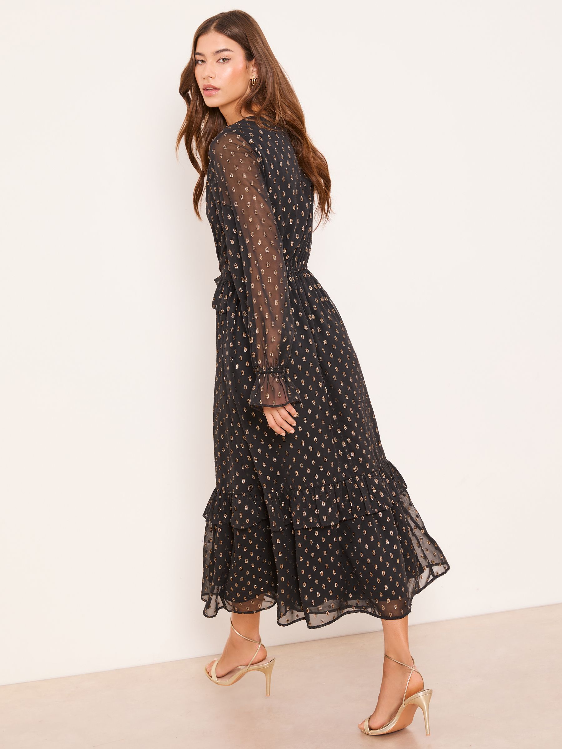 Women's Flattering V-Neck Ruffle Midi Dress main image 1