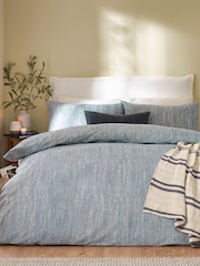 Yard Blue Harris Brushed Cotton Duvet Cover Set - Image 1 of 2