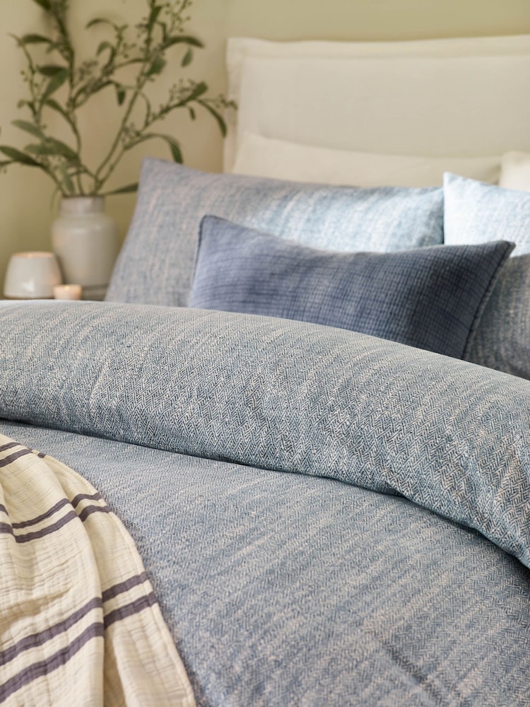 Yard Blue Harris Brushed Cotton Duvet Cover Set - Image 2 of 2 Yard Blue Harris Brushed Cotton Duvet Cover Set - Image 2 of 2