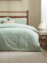Yard Forest Green Holme Stripe Brushed Cotton Duvet Cover Set - Image 3 of 3
