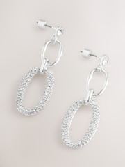Silver Tone Sparkle Link Chain Drop Earrings - Image 4 of 6
