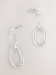 Silver Tone Sparkle Link Chain Drop Earrings - Image 5 of 6