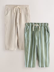 Neutral and Sage Green Striped - Trousers (3mths-7yrs) - 6의 이미지 1