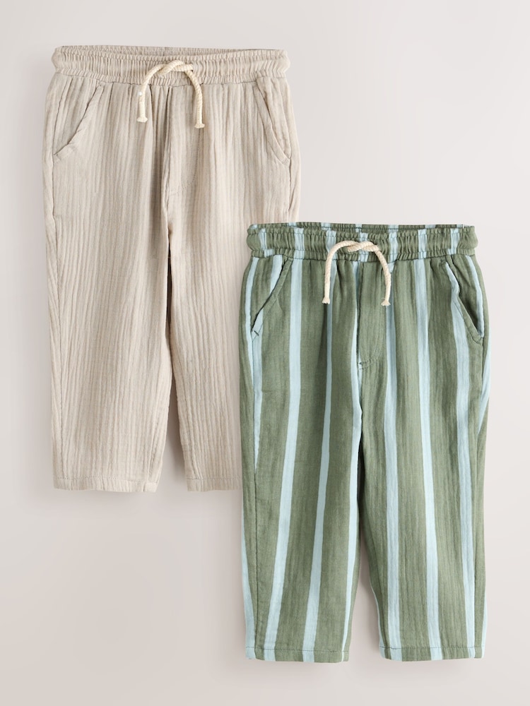 Neutral and Sage Green Striped - Trousers (3mths-7yrs) - 6의 이미지 1