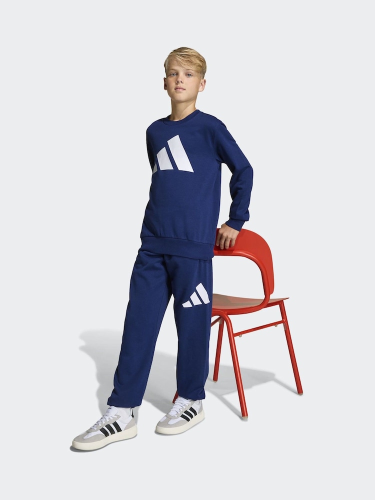 adidas Blue Essentials Sweat Top and Joggers Set - Image 2 of 8