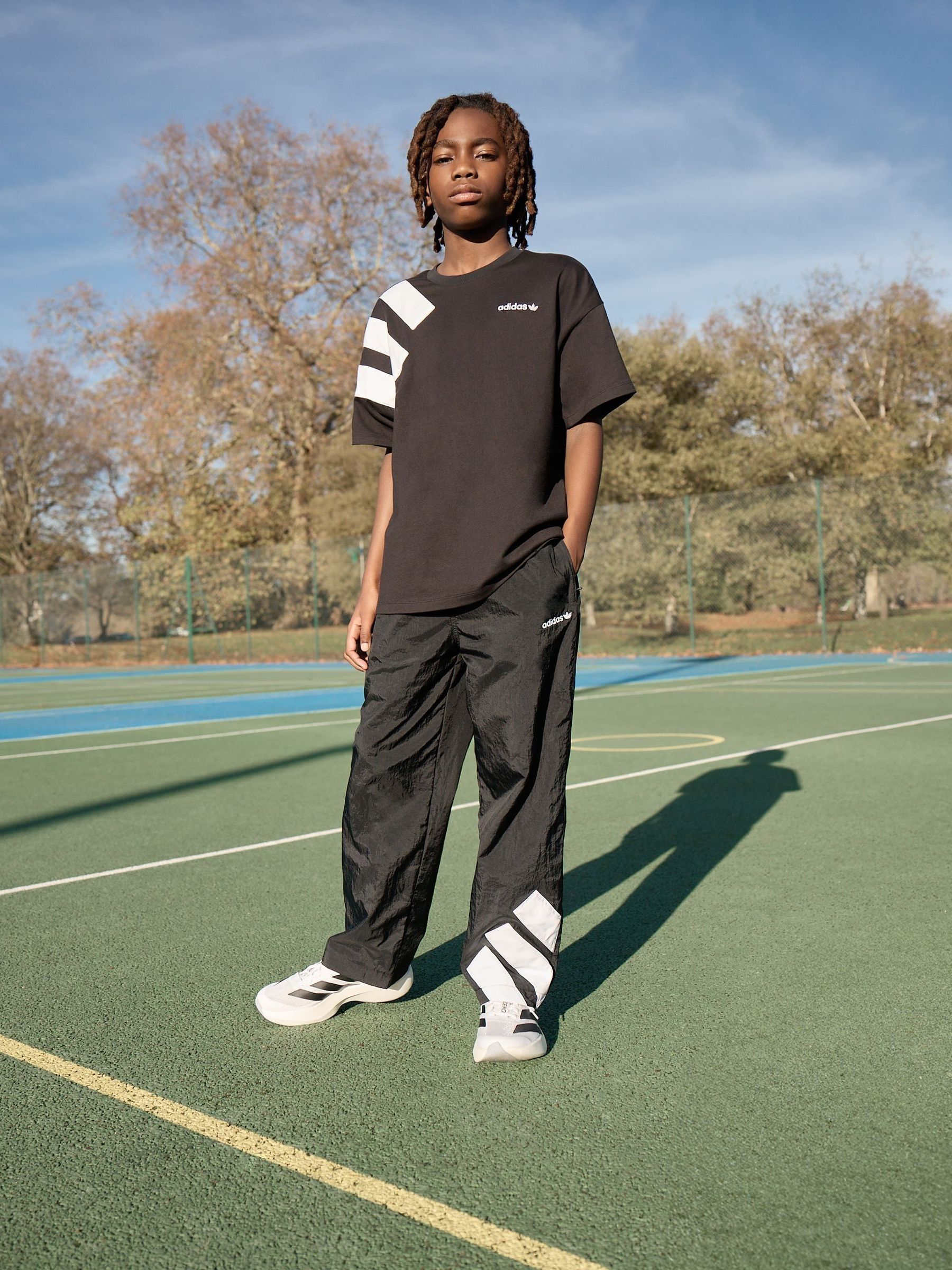 Buy adidas Originals Black Blocked Logo Oversized Joggers from the