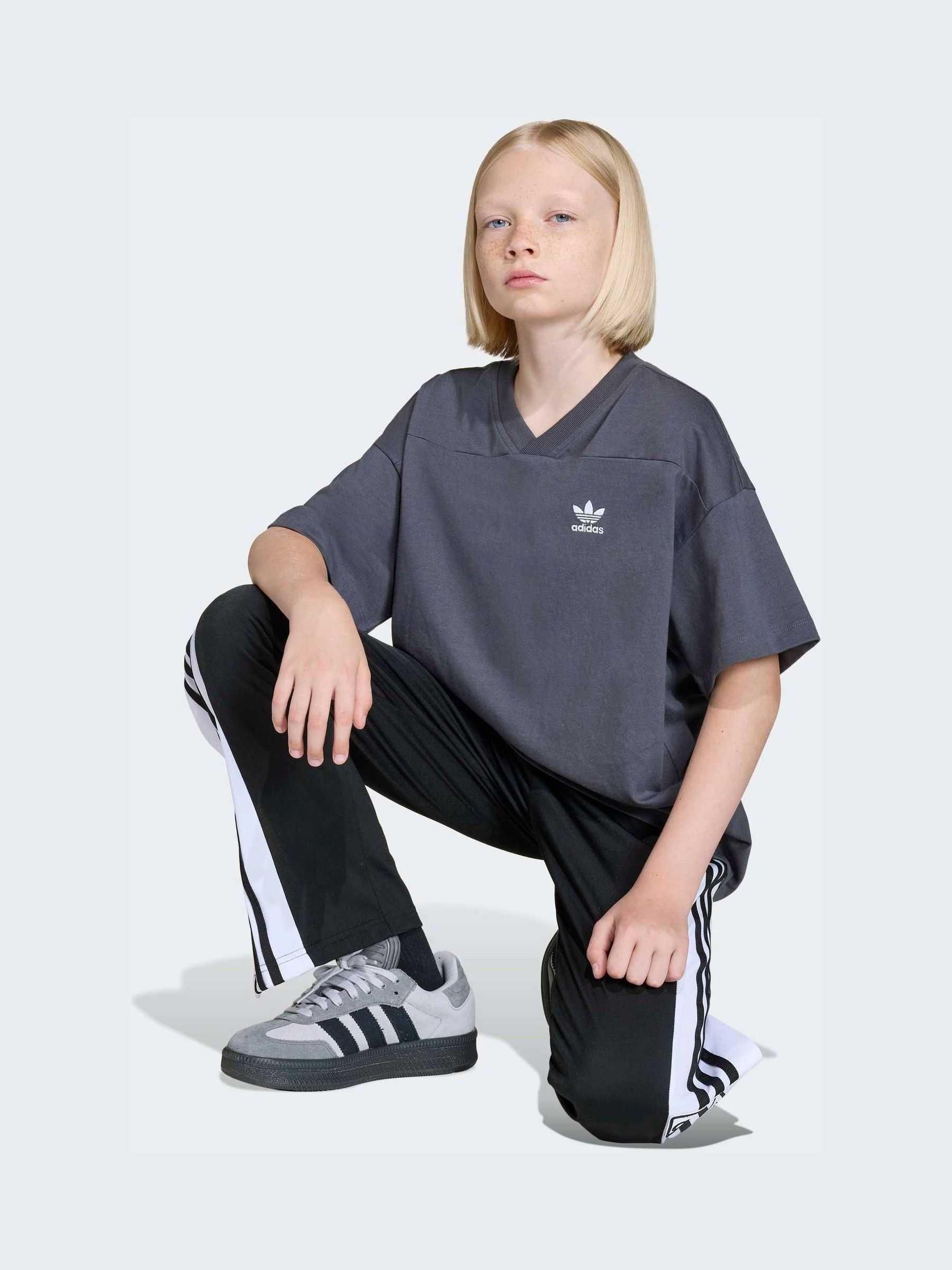 Buy adidas originals Grey Oversized Cutline V-Neck T-Shirt from