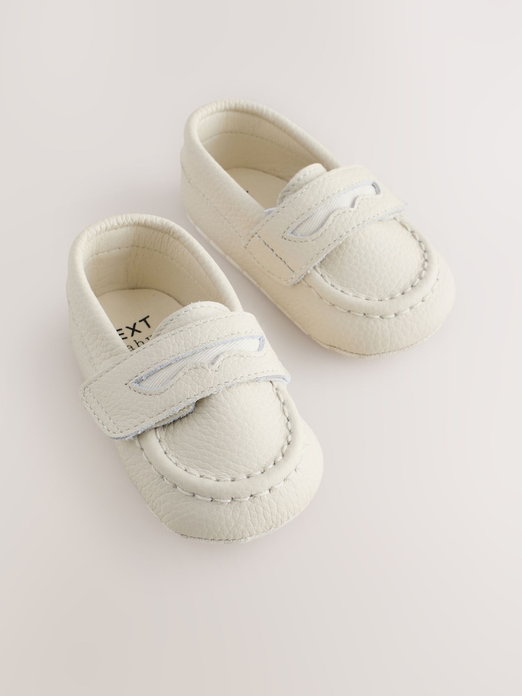 White Baby Loafer Shoes (0-2mths) - Image 1 of 5 White Baby Loafer Shoes (0-2mths) - Image 1 of 5