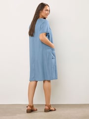 Evans Blue Lyocell Seam Detail Short Dress - Image 3 of 5
