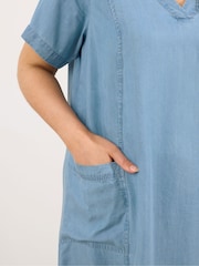 Evans Blue Lyocell Seam Detail Short Dress - Image 4 of 5