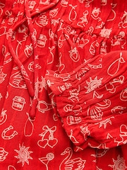 Red Conversational Print Long Sleeve Milkmaid Top - Image 8 of 8