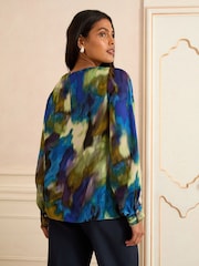 Love & Roses Multi Petite Long Sleeve Satin Cowl Neck Blouse - Image 4 of 4