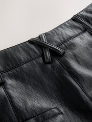 Nothing Ordinary Black Faux Leather Barrel Leg Trousers - Image 10 of 11