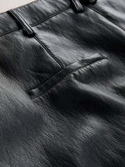 Nothing Ordinary Black Faux Leather Barrel Leg Trousers - Image 11 of 11