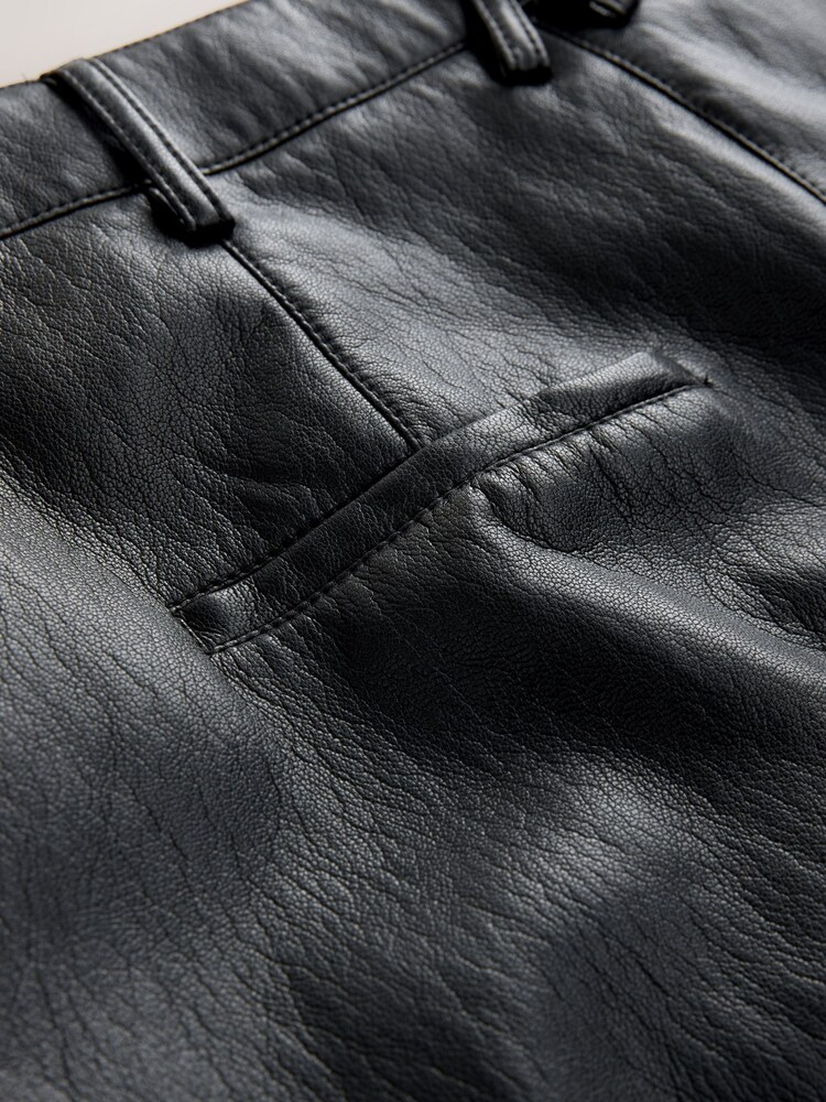 Nothing Ordinary Black Faux Leather Barrel Leg Trousers - Image 11 of 11