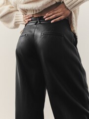 Nothing Ordinary Black Faux Leather Barrel Leg Trousers - Image 5 of 11