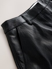 Nothing Ordinary Black Faux Leather Barrel Leg Trousers - Image 8 of 11