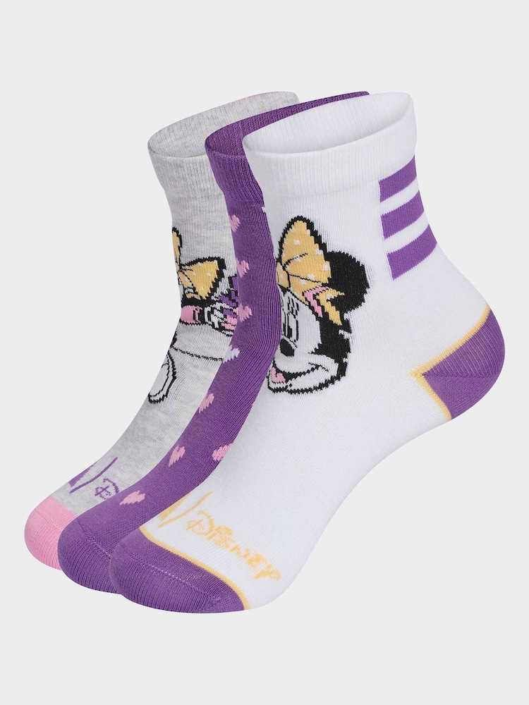 adidas White Little Kids Disney Minnie Mouse Crew 3 Pack Socks - Image 1 of 4 adidas White Little Kids Disney Minnie Mouse Crew 3 Pack Socks - Image 1 of 4