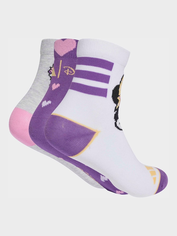 adidas White Little Kids Disney Minnie Mouse Crew 3 Pack Socks - Image 2 of 4 adidas White Little Kids Disney Minnie Mouse Crew 3 Pack Socks - Image 2 of 4