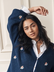 Laura Ashley Navy Embroidered Floral Cardigan - Image 6 of 9