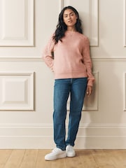 Laura Ashley Rose Pink Pointelle Scallop Edge Crew Neck Knit Jumper - Image 3 of 5