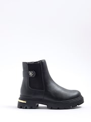 River Island Black Girls Heart Strap Chelsea Boots - Image 1 of 5