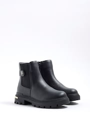 River Island Black Girls Heart Strap Chelsea Boots - Image 2 of 5