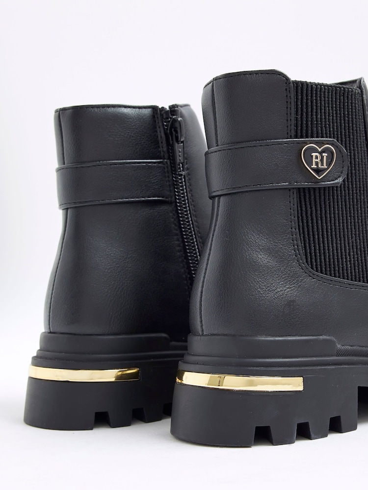River Island Black Girls Heart Strap Chelsea Boots - Image 5 of 5