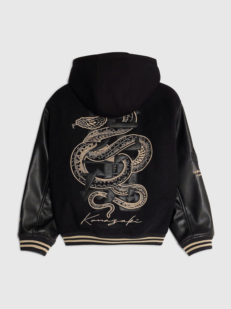 River Island Black Japanese Varsity Bomber Jacket - Image 2 of 4