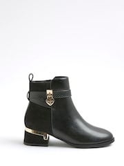 River Island Black Heart Lock Ankle Boots - Image 1 of 5