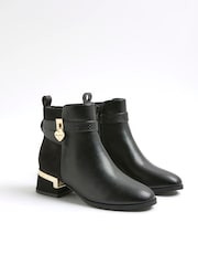 River Island Black Heart Lock Ankle Boots - Image 2 of 5
